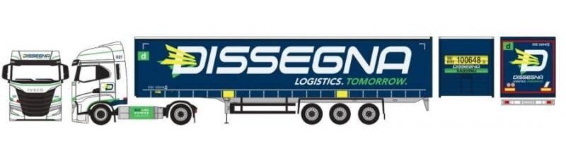 Herpa Pi.R.A.T.A. PIHR945479 - Camion Iveco S-Way con rimorchio blu "Dissegna" - H0