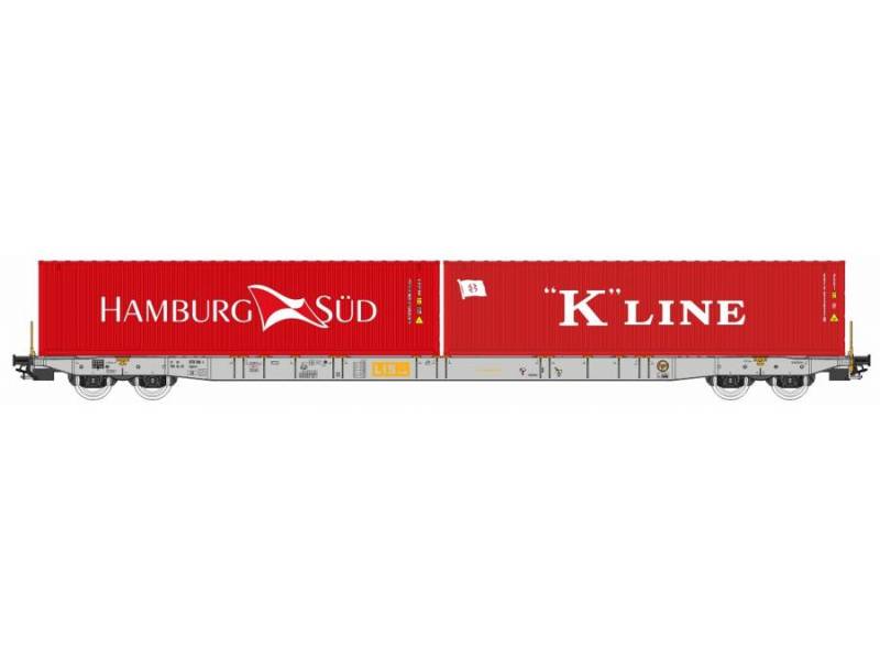 IGRA 96010065 - Sggnss 80' LIS + 2x40 HamburgSud + K-Line, grigio, logo LIS giallo - H0