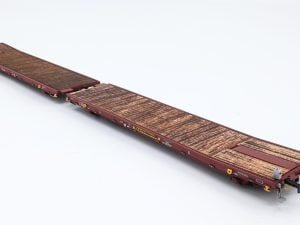 NME 530692 - carro pianale ribassato tipo Laaps TRANSWAGGON per trasporto veicoli con lanterne di coda FS - H0