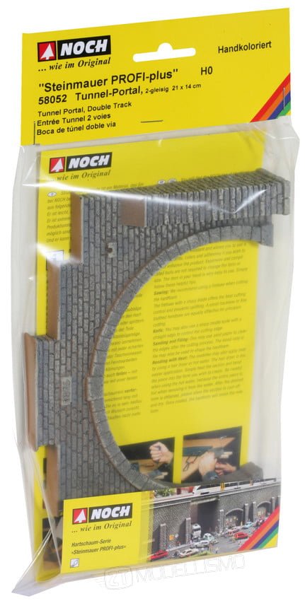 Noch 58052 - Portale in muratura per binario doppio - misure 21 x 14 cm - H0