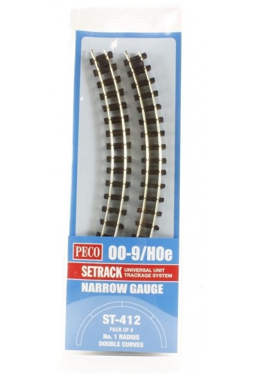 Peco ST-412 - Binario curvo raggio R1 45° - raggio 228 mm - (pz 4) - H0