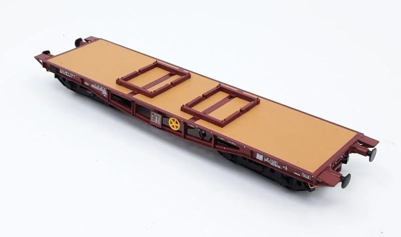 ACME 40220 - Carro FS Rlmmp-t per trasporti di mezzi corazzati con calzatoie fisse - H0