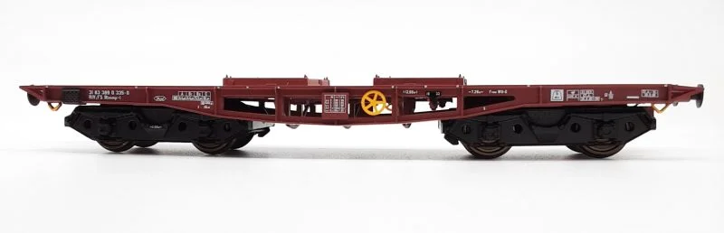 ACME 40220 - Carro FS Rlmmp-t per trasporti di mezzi corazzati con calzatoie fisse - H0
