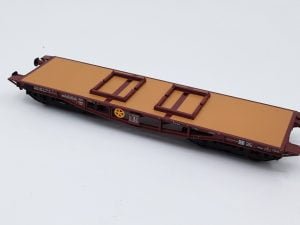 ACME 40221 - Carro FS Rlmmp-t per trasporti di mezzi corazzati con calzatoie fisse - H0