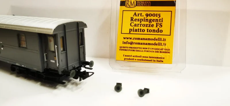 Romana Modelli 90015 – Respingenti Carrozze FS piatto tondo - H0