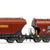 Arnold HN6469 - MONFER, set 2 carri tramoggia a 4 assi tipo Uagpps a carrelli - N