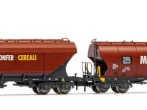 Arnold HN6469 - MONFER, set 2 carri tramoggia a 4 assi tipo Uagpps a carrelli - N