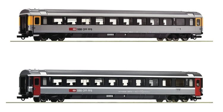 Roco 74023 - Set due carrozze EC di 1°cl. tipo Apm e 2°cl. tipo Bpm per EuroCity 7, SBB - H0