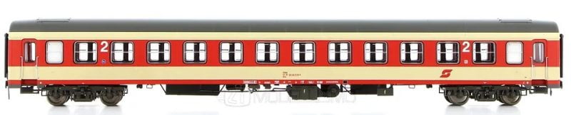 Jägerndorfer 90034 - Carrozza passeggeri di 2°cl UIC-X, ÖBB, livrea arancio/crema Sparlack, logo Pflatsch rosso - H0