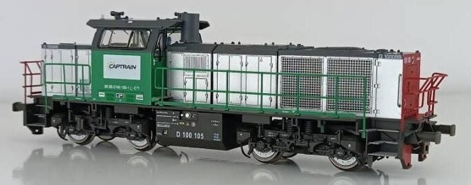 Mehano PI-MH90565DS - Locomotiva Captrain Italia D100 105, logo CAPTRAIN, livrea grigio/verde con mancorrenti verdi/rossi - DCC SOUN - H0