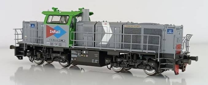 Mehano PI-MH90567DS - Locomotiva InRail D100 004, logo InRail, livrea grigio/verde con mancorrenti grigi - DCC SOUND - H0