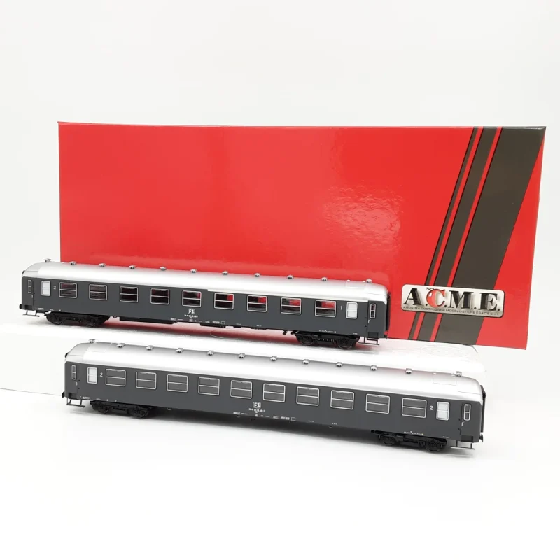 ACME 55169L - Set di due carrozze tipo UIC-Y FS di 1°/2°cl. e di 2°cl, livrea Grigio Ardesia con illuminazione DCC - H0
