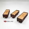 2T-CIL - Set di 3 carri aperti elaborati tipo E DR e tipo Elo FS con carico di traversine grezze per Cantiere Iniezione Legnami - Epoca IV - H0